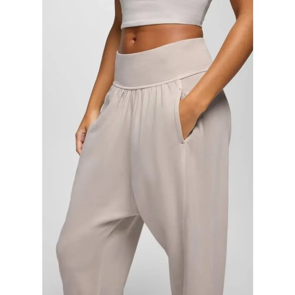 Prana Mindful Movement Harem Pant Women's M Almond Relaxed Mid Rise Tapered Leg - Picture 2 of 12